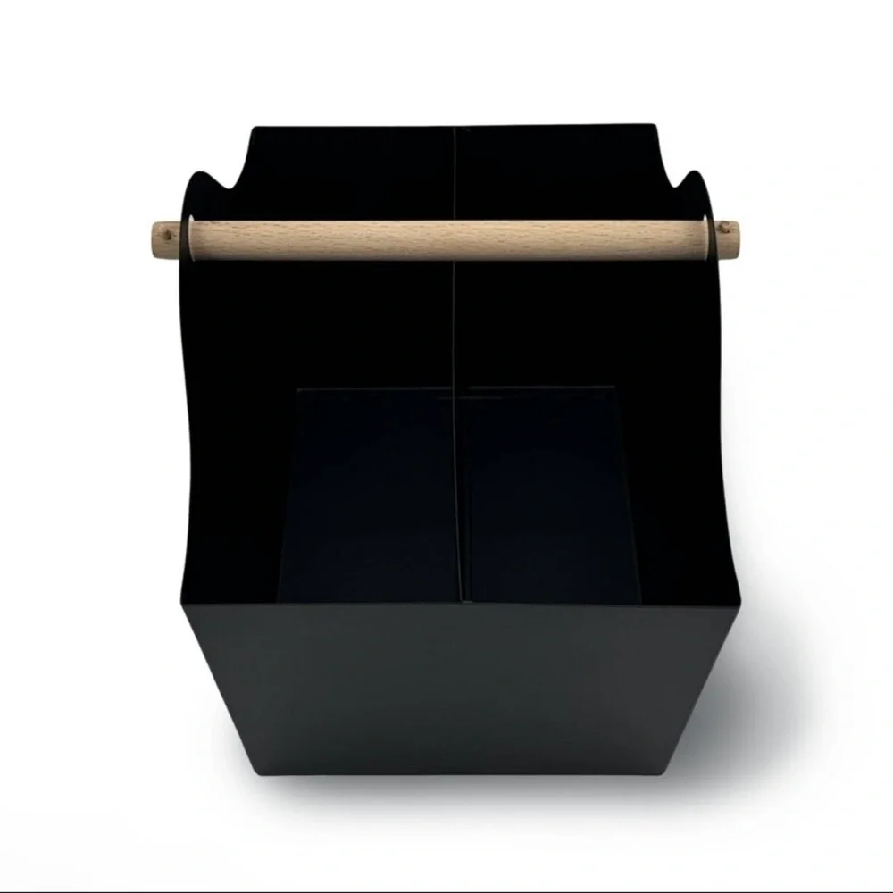 New! Target Bullseye Playground Black Metal Storage Caddy with Wooden Handle